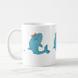 Königswal mit Krone   Whimsical Ocean Folk Art  Kaffeetasse