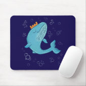 Königswal mit Krone | Whimsical Ocean Folk Art Mousepad (Mit Mouse)