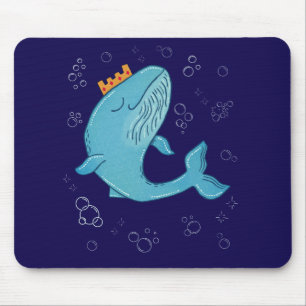 Königswal mit Krone   Whimsical Ocean Folk Art Mousepad