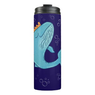 Königswal mit Krone Whimsical Ocean Folk Art Thermosbecher