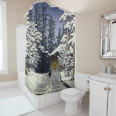 Konjikido in Snow Hiraizumi Kawase Hasui Duschvorhang (Beispiel)