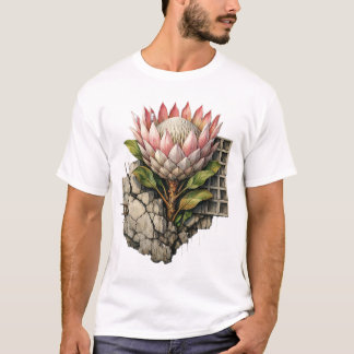 Konkrete Blüte — Botanischer urbaner Kontrast-Desi T-Shirt