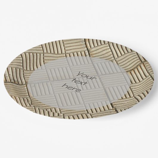 Konkrete Fliesen, Mittelmeer Muster, jeden Text Pappteller (Schrägansicht)