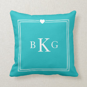 Konkretes Monogramm für die Herzgrenze Türkis Kissen