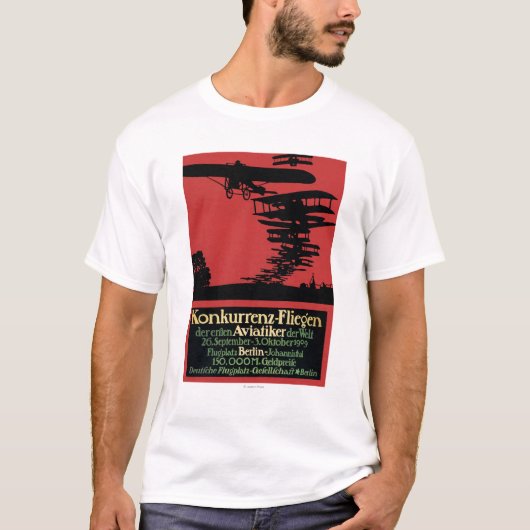 Konkurrenz-Fliegen Flugplatz-förderndes Plakat T-Shirt (Vorderseite)