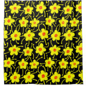 Konkurrierende Blume - Gelb und Rot auf Schwarz Duschvorhang (Vorderseite)