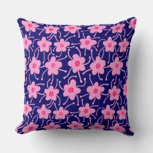 konkurrierende Blume - Neon Red and Pink on Deep N Kissen
