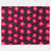 Konkurrierende Blume - Neon Red and Yellow on Blac Fleecedecke (Vorderseite (Horizontal))