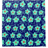 konkurrierende Blume - Türkis und Rot auf der Deep Duschvorhang (Vorderseite)