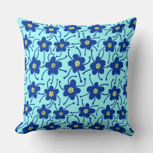Konkurrierende Blumen - Dp Navy und Lt Yllw auf Ei Kissen
