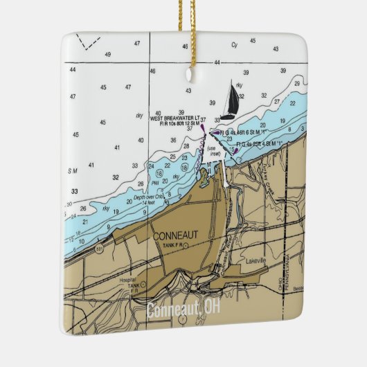 Konneaut Ohio Nautical Chart Keramikornament (Rechts)