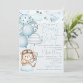 Können kaum Teddybär Baby Shower warten Einladung (Stehend Vorderseite)