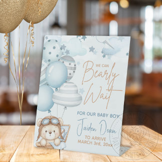 Können kaum warten Baby Shower Sockelschild