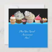 KÖNNEN KUPCAKES GEBURTSTAG PARTEI Blau rotes Herz Einladung (Rückseite)