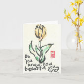 Können Sie, schön Sie sind? Aquarellkarte Karte (Gelbe Blume)