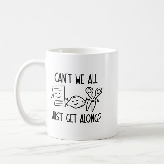 Können wir nicht alle einfach mit Rock Paper Sciss Kaffeetasse (Links)