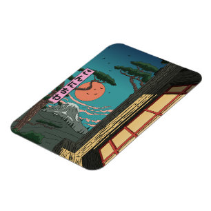Konnichiwa Japanischer Sonnenuntergang Magnet