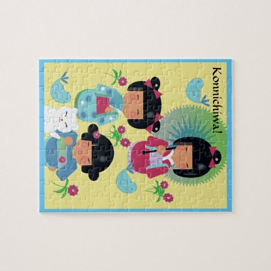 Konnichiwa Japanisches Puzzle für Puppen und Kinde (Horizontal)