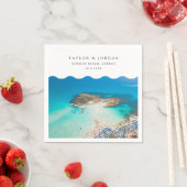 Konnos Beach Wedding Custom Cocktail Napkin Serviette (Beispiel)