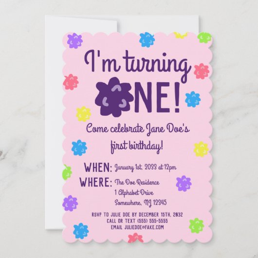 Konpeito First Birthday Einladung (Vorderseite)