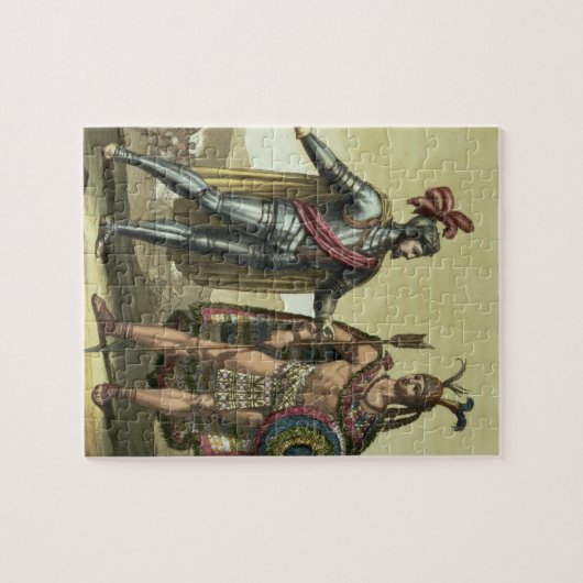 Konquistador mit einem Ureinwohner-Leiter (Farbe Puzzle (Horizontal)