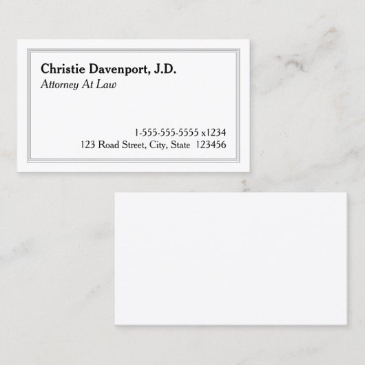 Konservativ, dapper Attorney Business Card Visitenkarte (Vorne/Hinten)