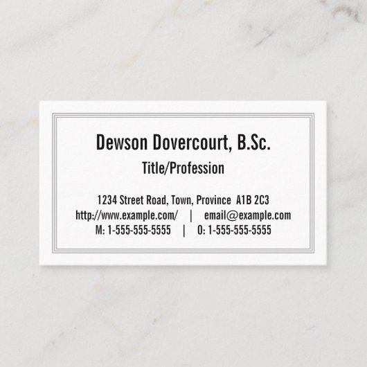 Konservativ, dapper Business Card Visitenkarte (Vorderseite)
