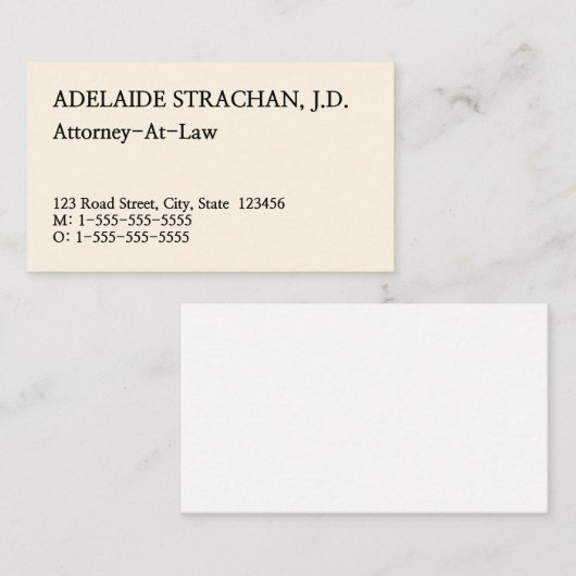 Konservative, Berufliche Visitenkarte (Vorne/Hinten)