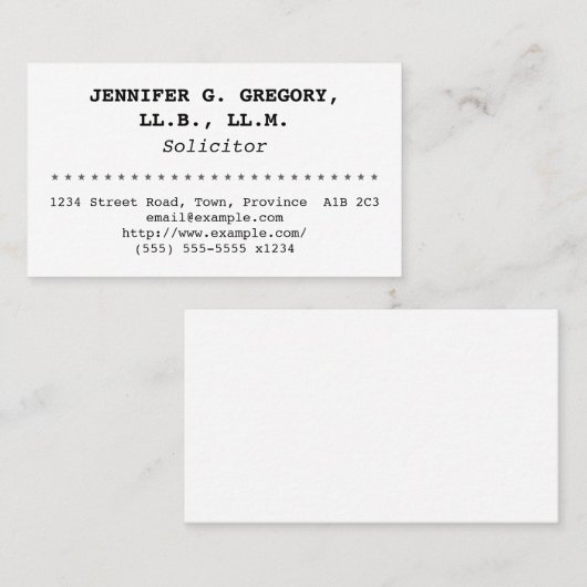 Konservative und Schlichte Anwaltskarte Visitenkarte (Vorne/Hinten)
