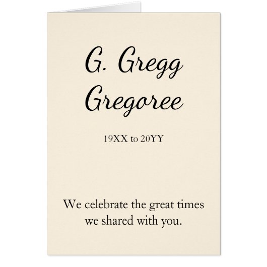 Konservative und Schlichte Bestattungskarte (Vorne)