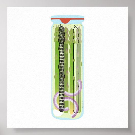 Konserven von Lebensmitteln - Pickiertes Spargel Poster (Vorne)