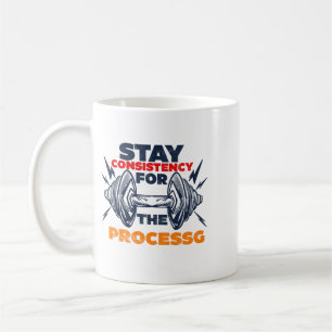 Konsistente Sporthallen-Motivations-Typografie mit Kaffeetasse