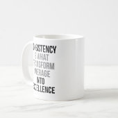 Konsistenz verwandelt den Durchschnitt in Exzellen Kaffeetasse (Vorderseite Links)