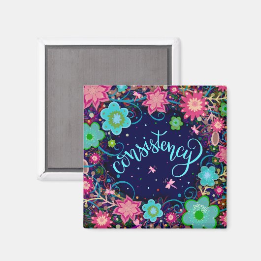 Konsistenzspass Blauer Blume Moderne Inspirivity Magnet (Vorderseite/Rückseite)