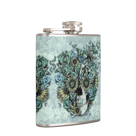 Konstanter, hellblauer Schmetterlingsschädel Flachmann (Rechts)