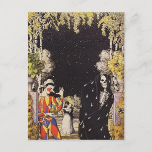 Konstantin Somov- Harlequin and Death Postkarte