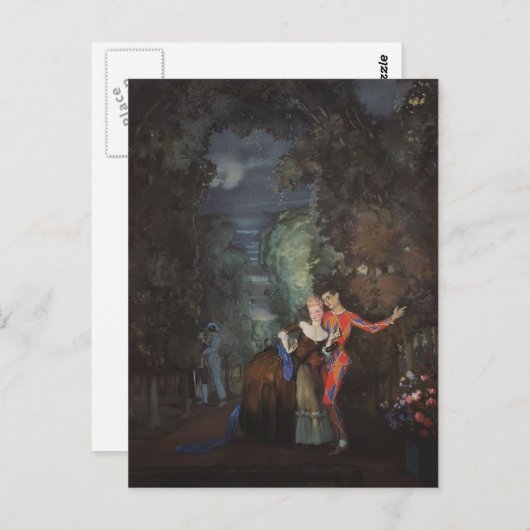 Konstantin Somov- Lady und Harlequin Postkarte (Vorne/Hinten)