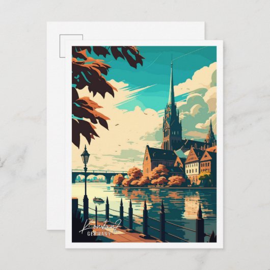 Konstanz Deutschland Vintage Reise Illustration Postkarte (Vorne/Hinten)