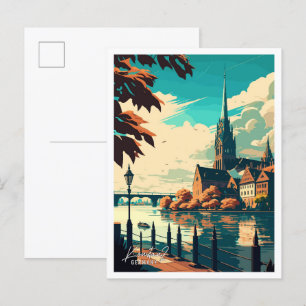 Konstanz Deutschland Vintage-Reiseillustration Postkarte