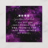 Konstellation der Lila kosmischen Glitzern des Ast Quadratische Visitenkarte (Rückseite)