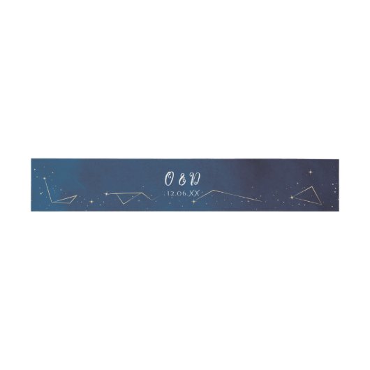 Konstellation der Star Sign Navy Wedding Cutlery B Einladungsbanderole (Flach)