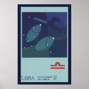 Konstellation der Vintagen Zodiaka-Astrologie-Libr Poster