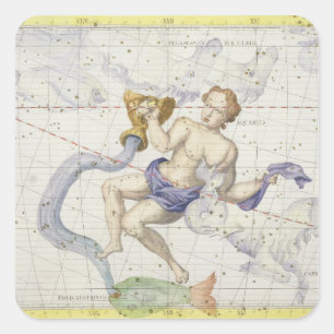 Konstellation des Aquarius, Platte 9 von "Atlas Co Quadratischer Aufkleber