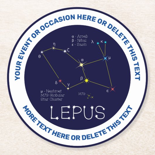 Konstellation Lepus Runder Pappuntersetzer (Vorderseite)