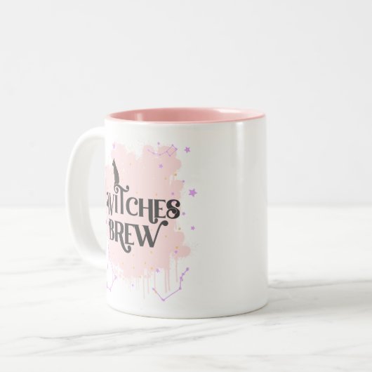 Konstellation rosa Sterne - Hexen brauen Halloween Zweifarbige Tasse (Vorderseite Links)