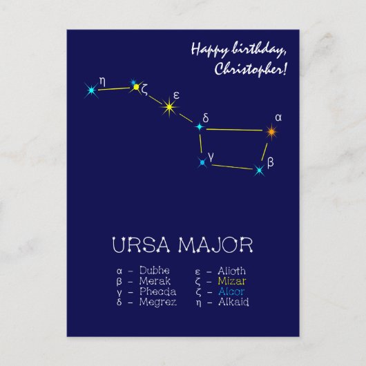 Konstellation Ursa Major Postkarte (Vorderseite)