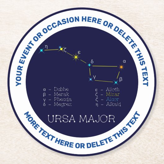 Konstellation Ursa Major Runder Pappuntersetzer (Vorderseite)