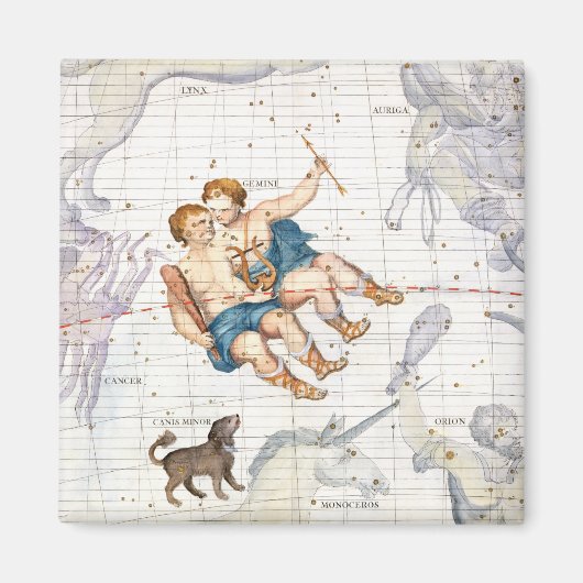 Konstellation von Gemini mit Canis Minor, Platte 1 Magnet (Vorne)