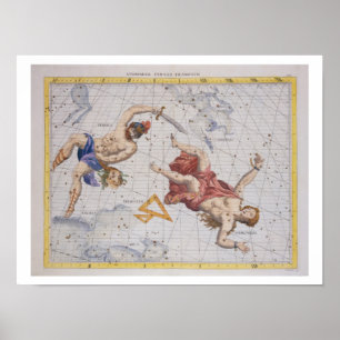 Konstellation von Perseus und Andromeda, aus "Atla Poster