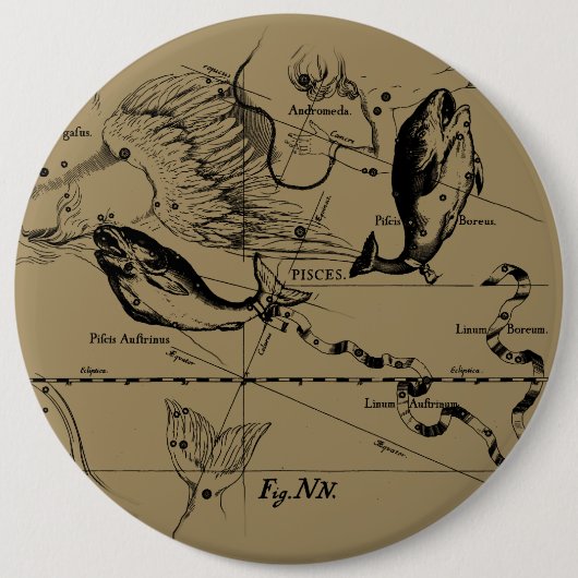 Konstellation von Pisces Hevelius um 1690 Button (Vorderseite)